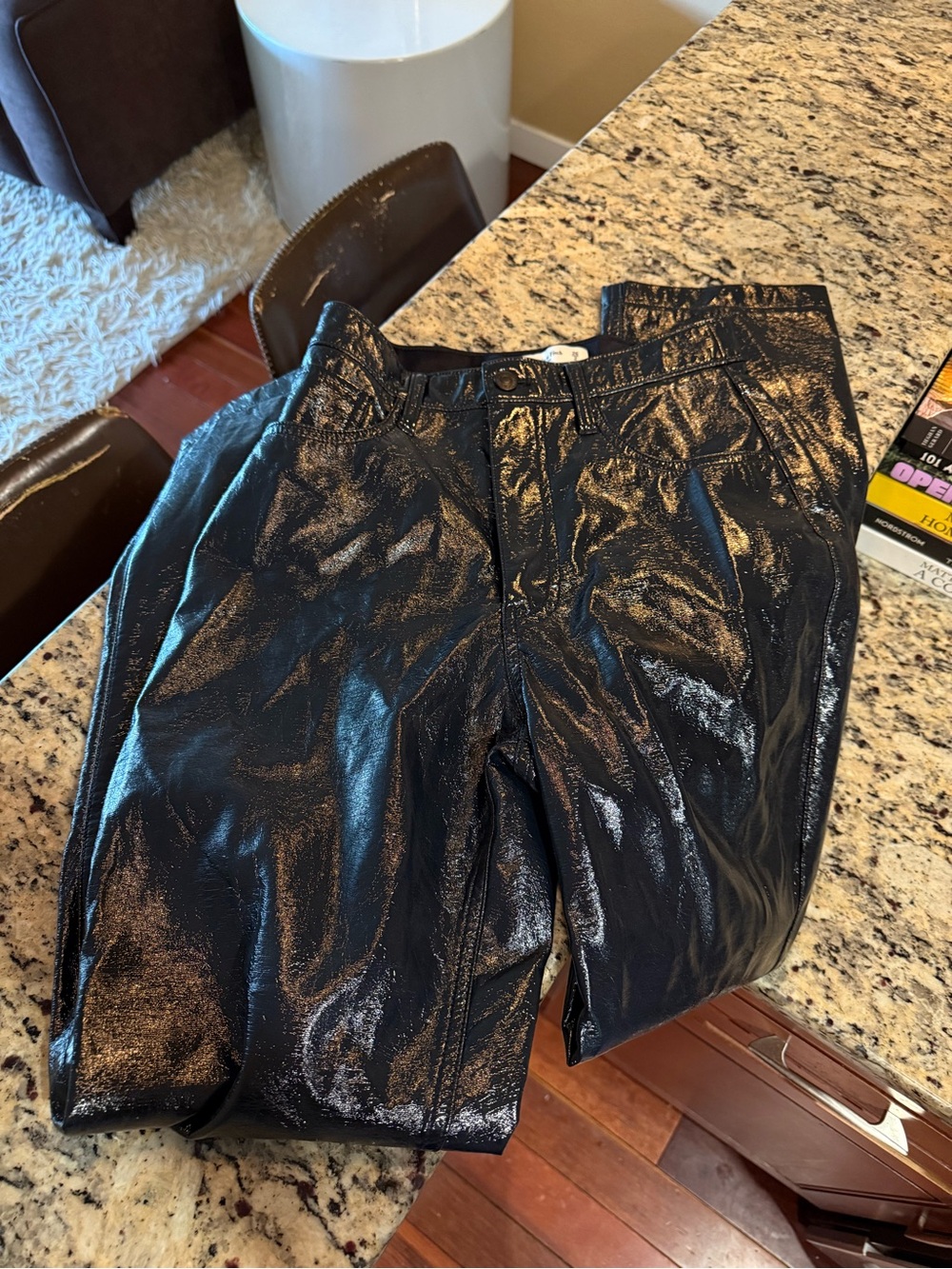 Abercrombie 90s Straight Ultra High Rise Curve Love Patent Leather Pants
